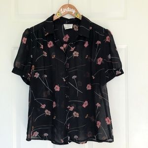 UO Pins and Needles Sheer Button Down Blouse
